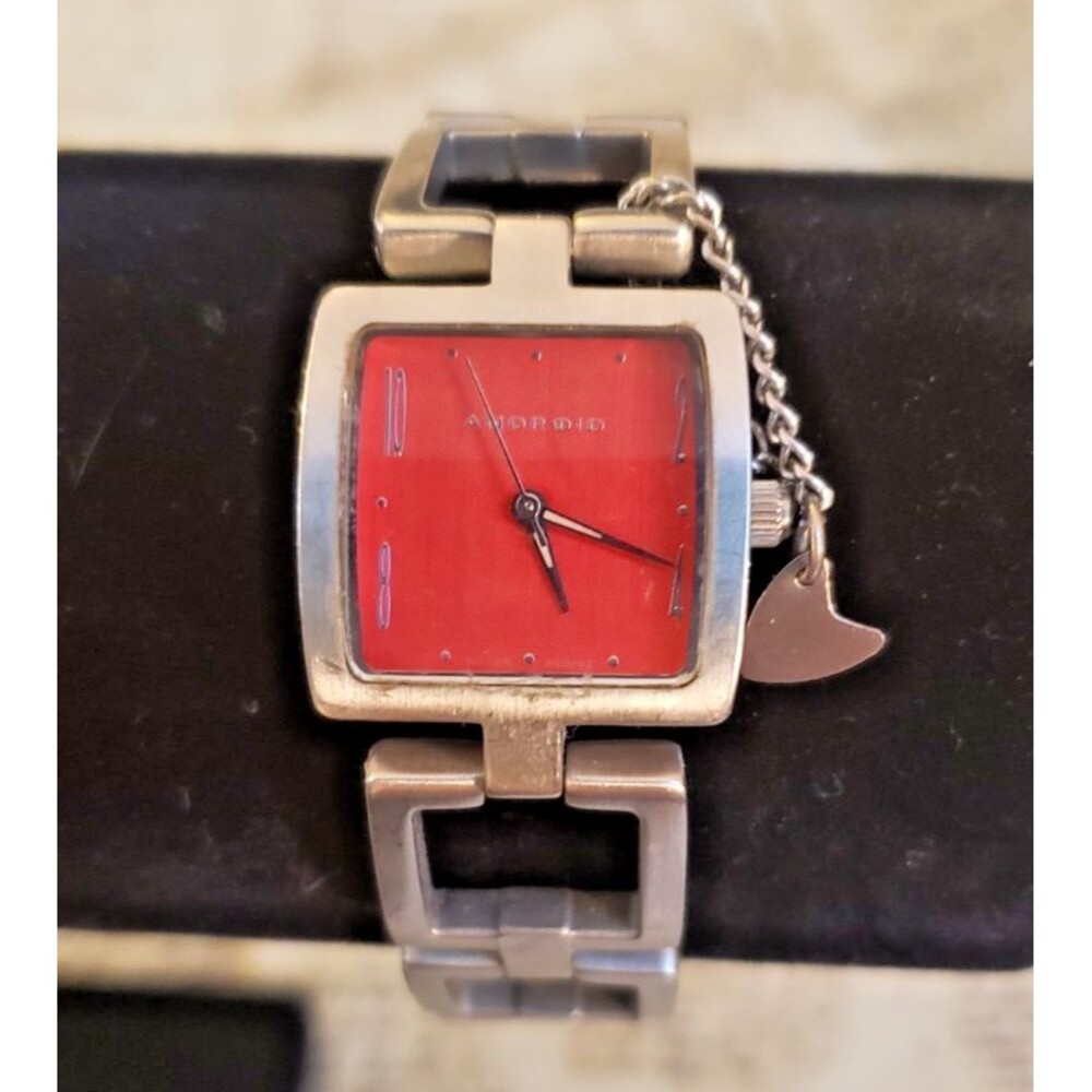 Elegant, Artsy, Unique - Preowned Android Brand Watch, Silver Tone Band & Charm